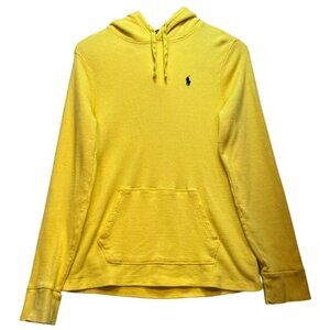 Polo Ralph Lauren Womens Pullover Hoodie Double Knit Long Sleeve Size L Yellow